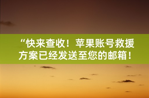 “快来查收！苹果账号救援方案已经发送至您的邮箱！”