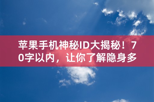 苹果手机神秘ID大揭秘！70字以内，让你了解隐身多年的身份！