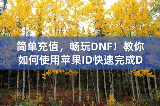 简单充值，畅玩DNF！教你如何使用苹果ID快速完成DNF充值！