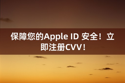 保障您的Apple ID 安全！立即注册CVV！