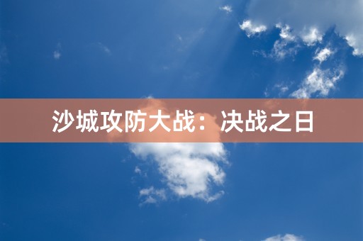 沙城攻防大战：决战之日