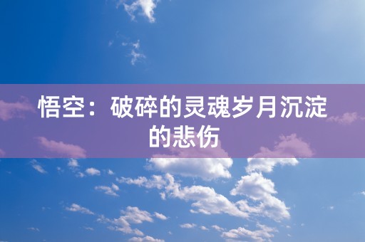 悟空：破碎的灵魂岁月沉淀的悲伤