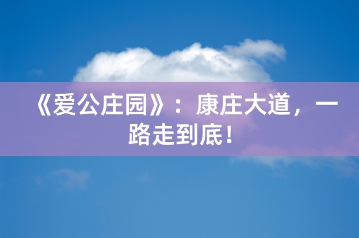 《爱公庄园》：康庄大道，一路走到底！