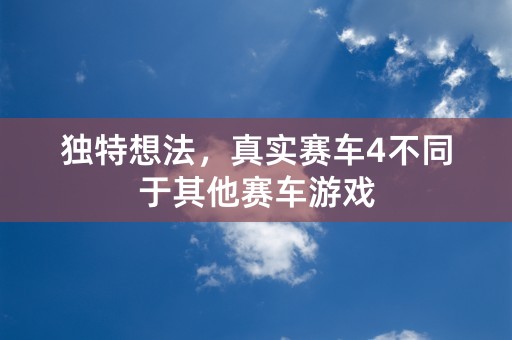 独特想法，真实赛车4不同于其他赛车游戏