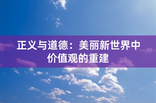 正义与道德：美丽新世界中价值观的重建