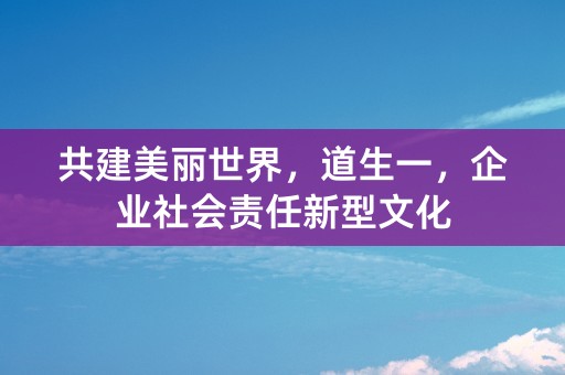 共建美丽世界，道生一，企业社会责任新型文化