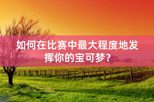 如何在比赛中最大程度地发挥你的宝可梦？