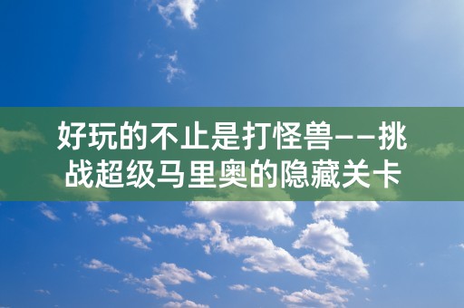 好玩的不止是打怪兽——挑战超级马里奥的隐藏关卡