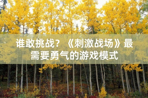 谁敢挑战？《刺激战场》最需要勇气的游戏模式