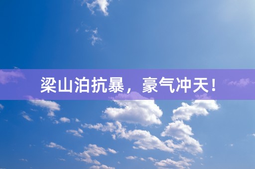 梁山泊抗暴，豪气冲天！