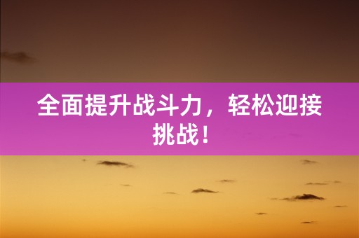 全面提升战斗力，轻松迎接挑战！