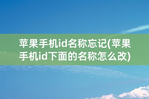 苹果手机id名称忘记(苹果手机id下面的名称怎么改)