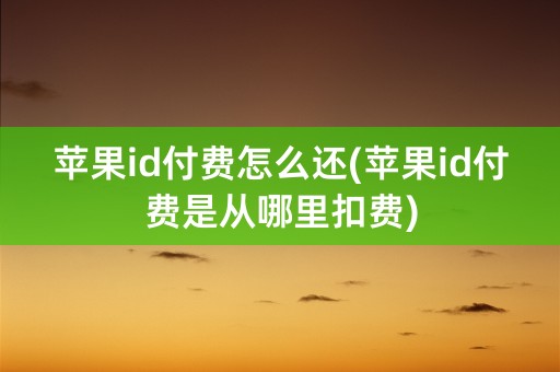 苹果id付费怎么还(苹果id付费是从哪里扣费)