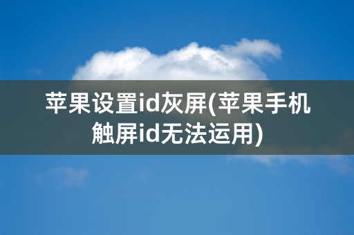 苹果设置id灰屏(苹果手机触屏id无法运用)