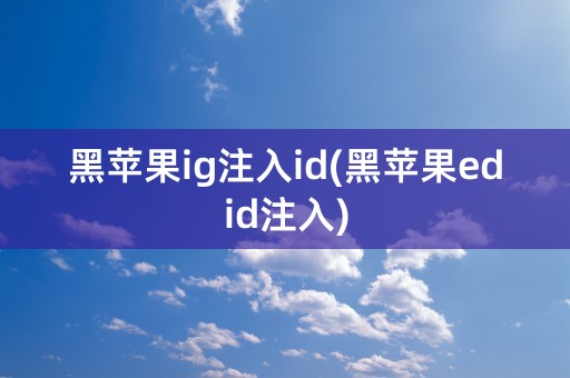 黑苹果ig注入id(黑苹果edid注入)