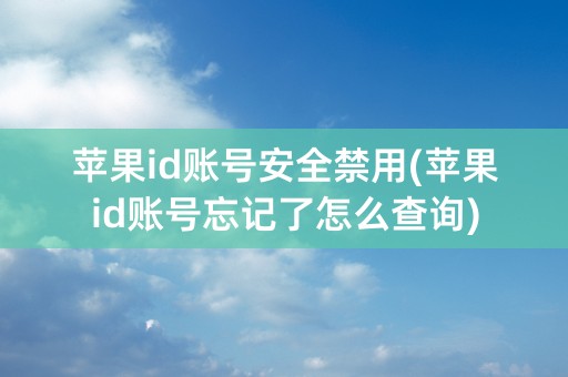 苹果id账号安全禁用(苹果id账号忘记了怎么查询)