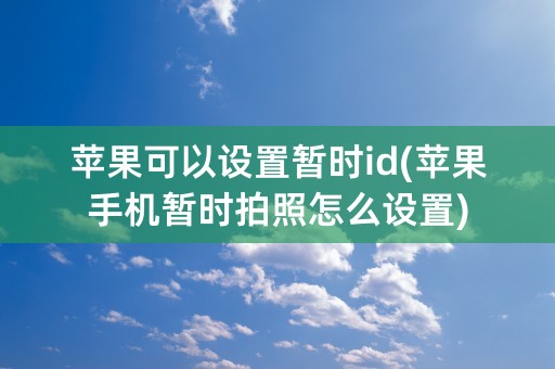 苹果可以设置暂时id(苹果手机暂时拍照怎么设置)