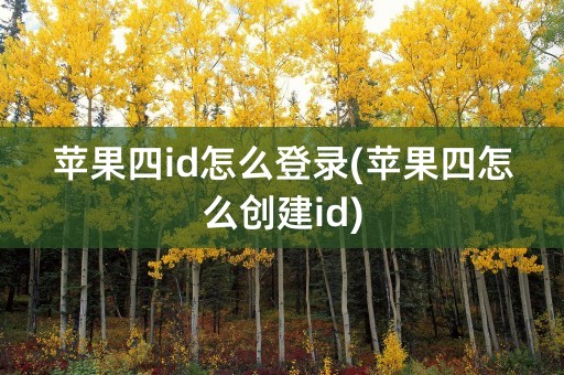 苹果四id怎么登录(苹果四怎么创建id)