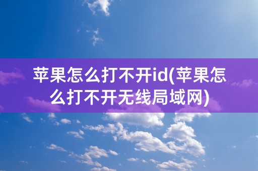 苹果怎么打不开id(苹果怎么打不开无线局域网)