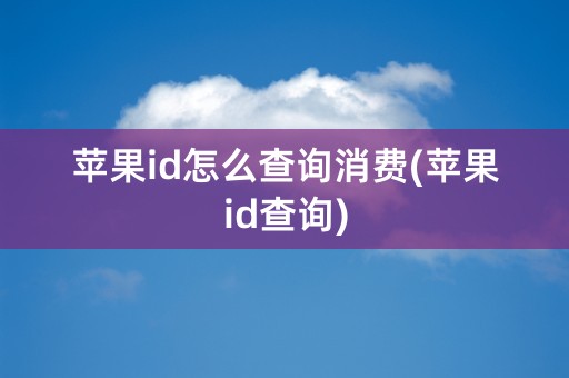 苹果id怎么查询消费(苹果id查询)