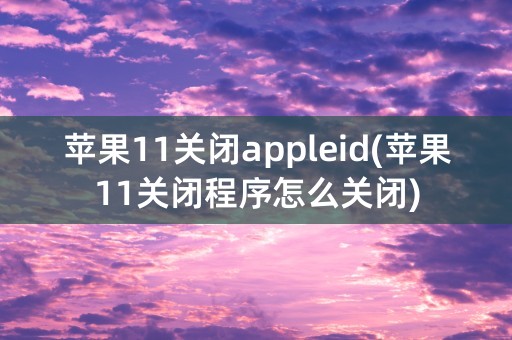 苹果11关闭appleid(苹果11关闭程序怎么关闭)