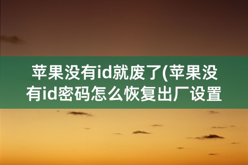 苹果没有id就废了(苹果没有id密码怎么恢复出厂设置)