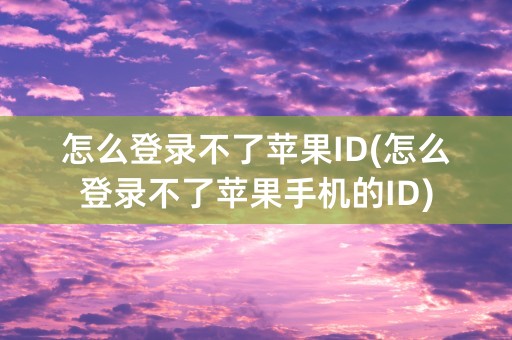 怎么登录不了苹果ID(怎么登录不了苹果手机的ID)