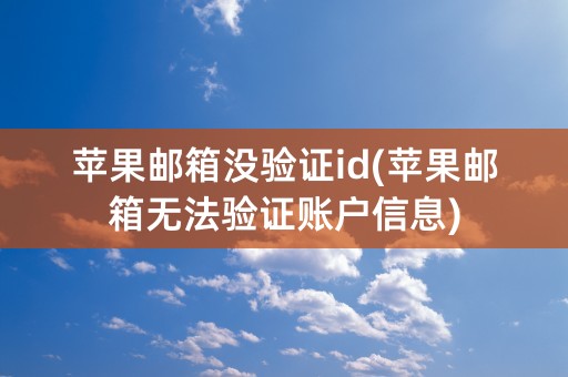 苹果邮箱没验证id(苹果邮箱无法验证账户信息)