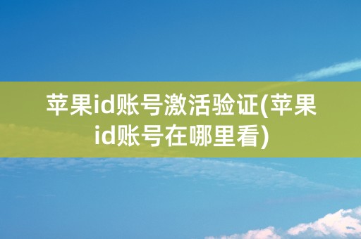 苹果id账号激活验证(苹果id账号在哪里看)