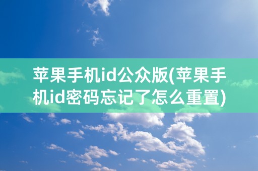 苹果手机id公众版(苹果手机id密码忘记了怎么重置)