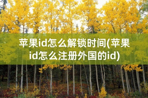 苹果id怎么解锁时间(苹果id怎么注册外国的id)