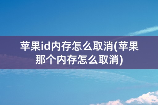 苹果id内存怎么取消(苹果那个内存怎么取消)