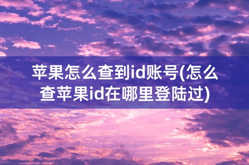 苹果怎么查到id账号(怎么查苹果id在哪里登陆过)