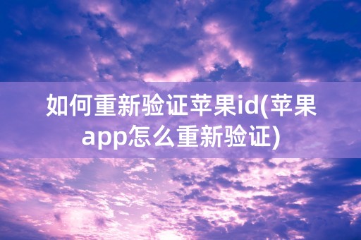 如何重新验证苹果id(苹果app怎么重新验证)