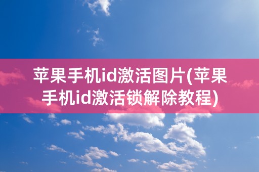 苹果手机id激活图片(苹果手机id激活锁解除教程)