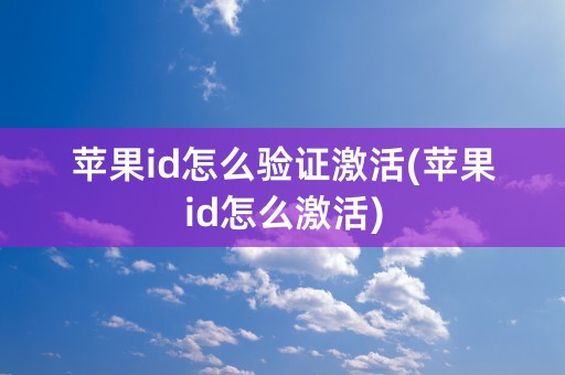 苹果id怎么验证激活(苹果id怎么激活)