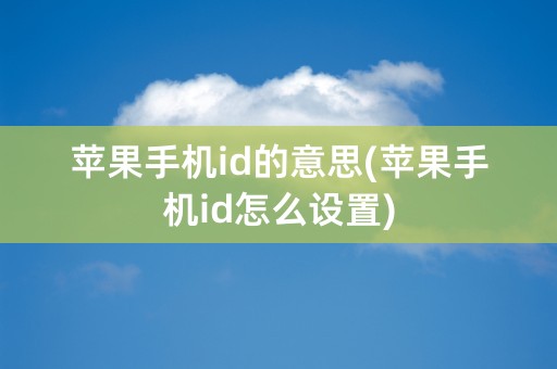 苹果手机id的意思(苹果手机id怎么设置)