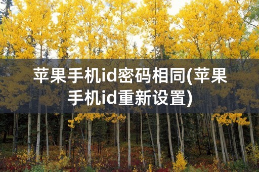 苹果手机id密码相同(苹果手机id重新设置)