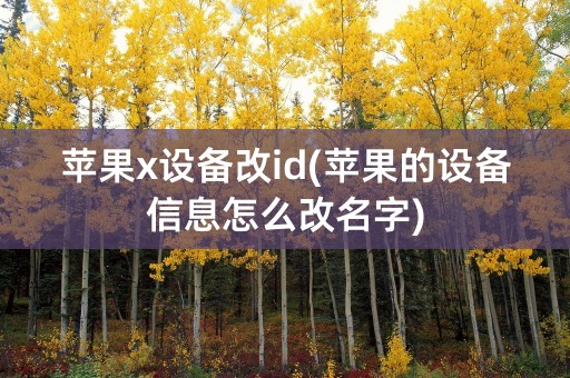 苹果x设备改id(苹果的设备信息怎么改名字)