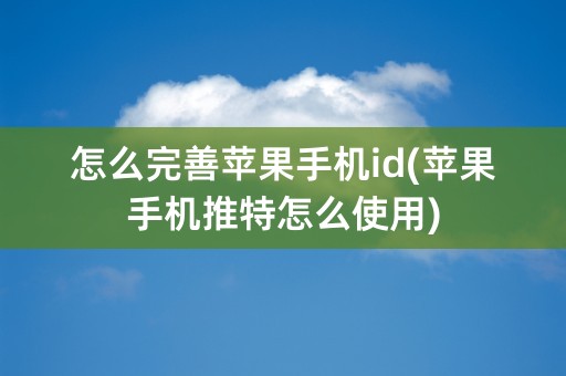 怎么完善苹果手机id(苹果手机推特怎么使用)