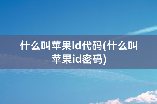 什么叫苹果id代码(什么叫苹果id密码)