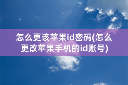 怎么更该苹果id密码(怎么更改苹果手机的id账号)