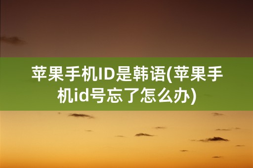 苹果手机ID是韩语(苹果手机id号忘了怎么办)