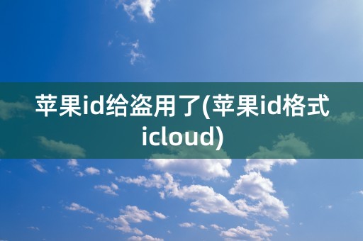 苹果id给盗用了(苹果id格式icloud)