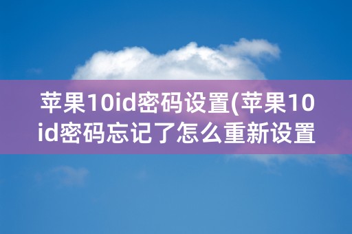 苹果10id密码设置(苹果10id密码忘记了怎么重新设置)