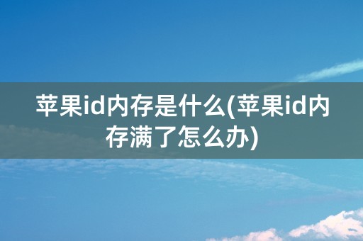 苹果id内存是什么(苹果id内存满了怎么办)