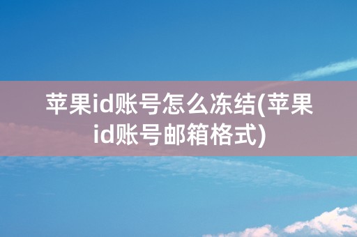 苹果id账号怎么冻结(苹果id账号邮箱格式)