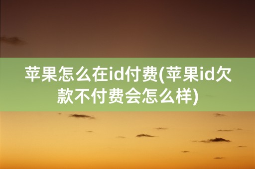 苹果怎么在id付费(苹果id欠款不付费会怎么样)