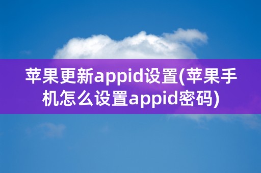 苹果更新appid设置(苹果手机怎么设置appid密码)