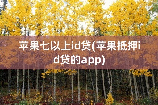 苹果七以上id贷(苹果抵押id贷的app)